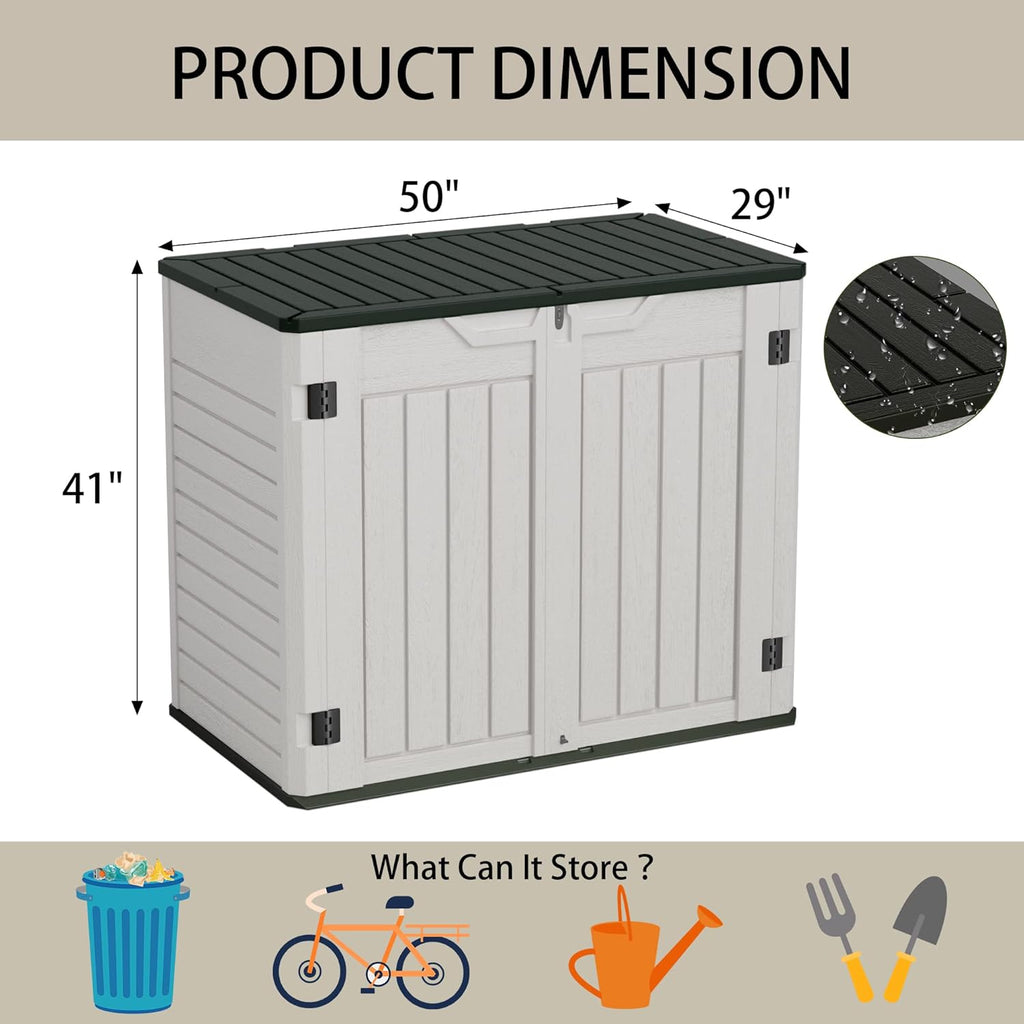 Greesum Outdoor Storage Shed 4 x 2 ft Resin Utility Tool Shed with Lock, White M5068