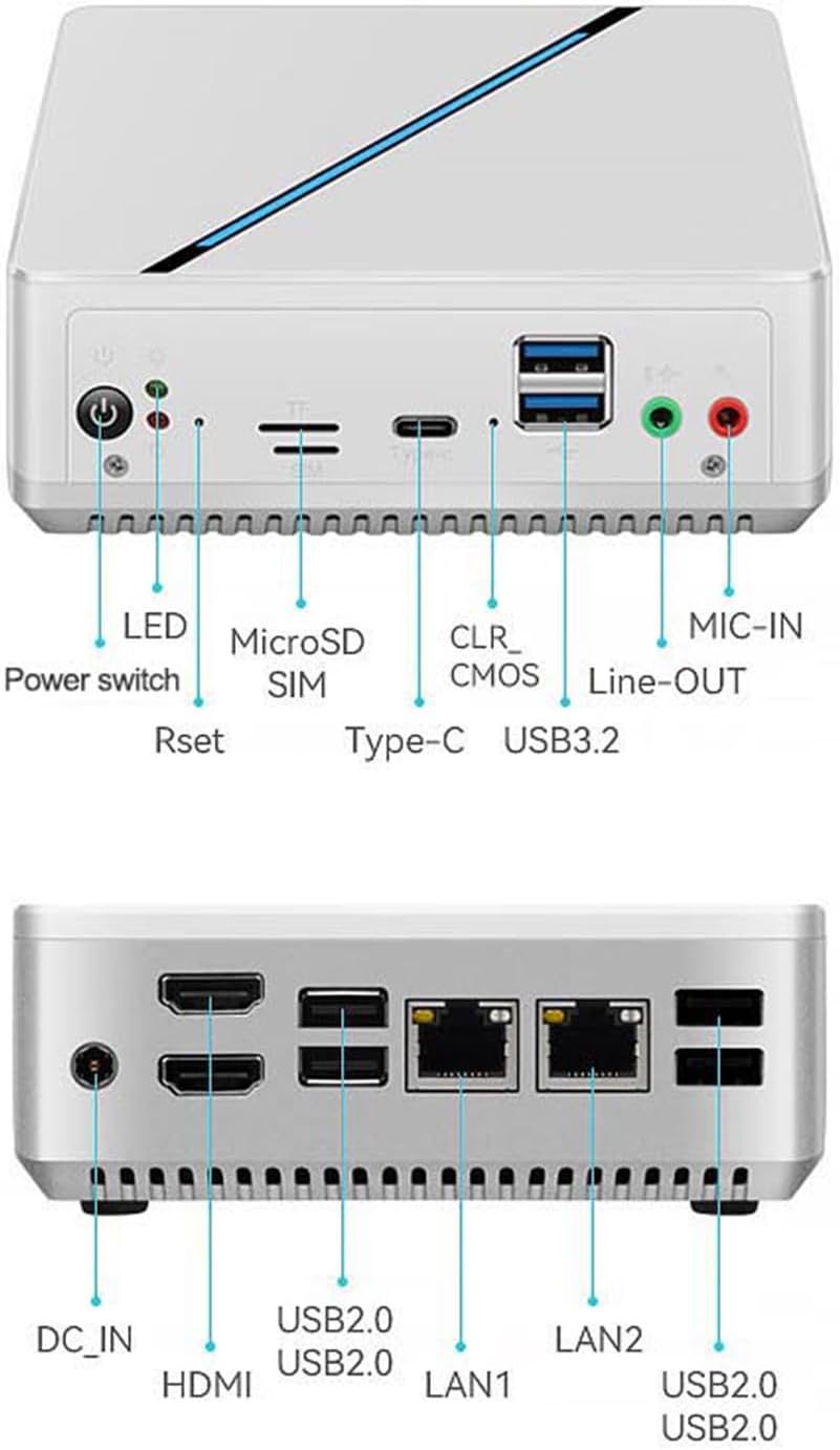 Mini PC Intel 12th Gen N100 16GB DDR5 500GB SSD 4K Dual HDMI WiFi 6 C14320