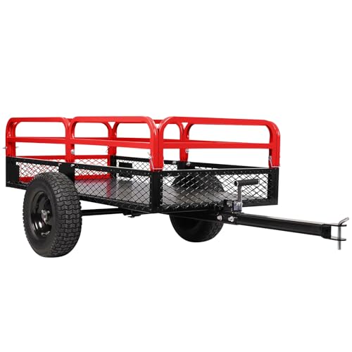 Heavy Duty Steel Dump Cart Utility Trailer 1600LB Capacity for ATV Lawn Tractor B543