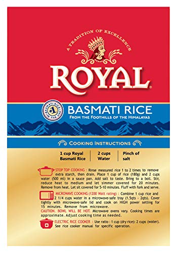 Authentic Royal Naturally Aged Long Grain Indian White Basmati Rice 20 Pound H231571