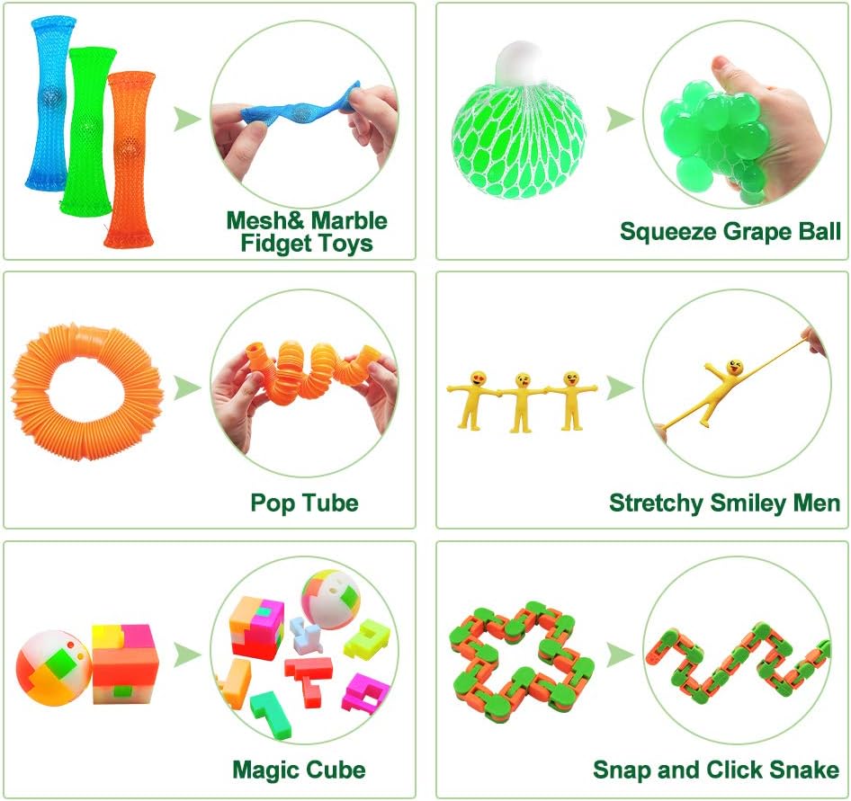 Scientoy Fidget Toy Set 35 Pcs Sensory Toys for Anxiety Relief with Motion Timer Gift Box D9660