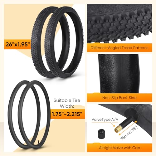 Bike Tire Replacement Kit 24/26x1.95 Folding MTB Tires with Tubes and Levers L262165
