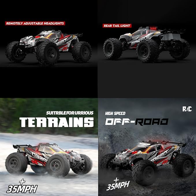 Fast Remote Control Car 4x4 All Terrain RC Truck 1:10 4WD Off Road with Headlights M11416