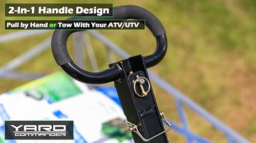 Yard Commander 400LB Heavy Duty Tow Behind ATV Trailer Steel Dump Cart 10-Cubic Feet Garden Utility Trailer V77511