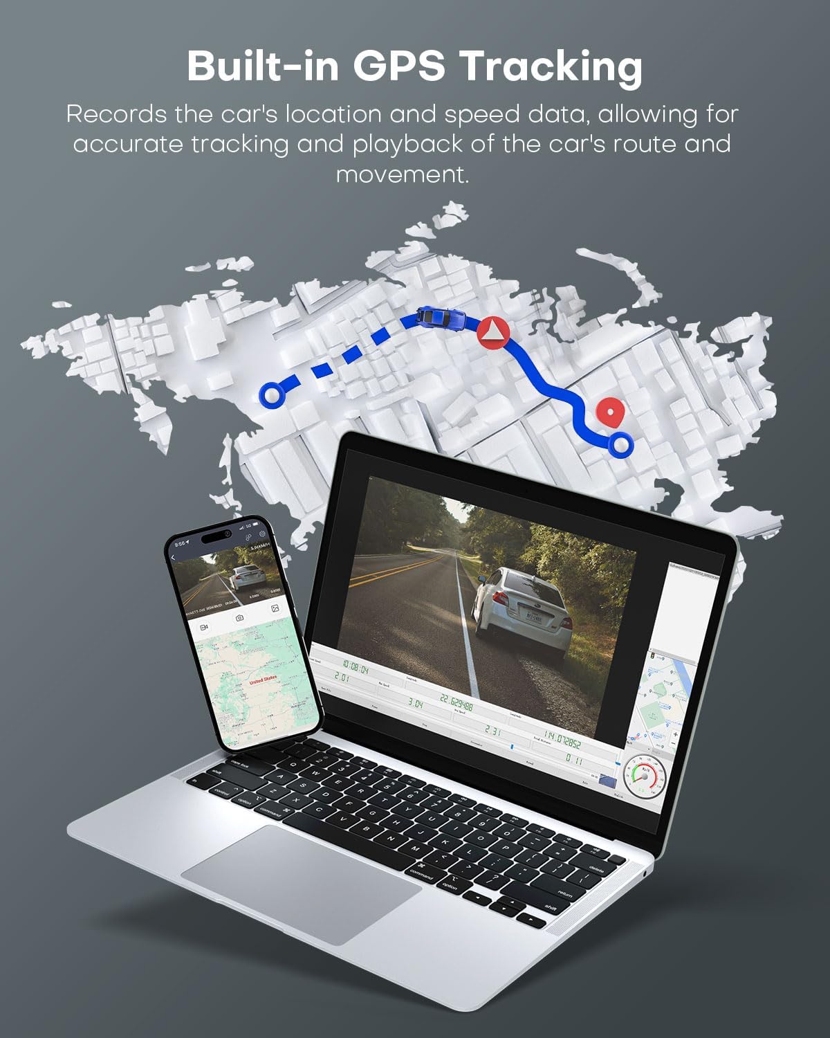 Avaett D60 Dual 2.5K Dash Cam Front and Inside with WiFi GPS Q77973