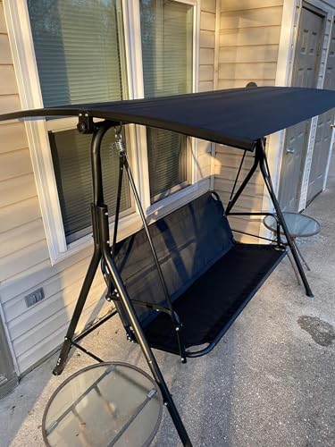 YITAHOME Outdoor Patio Swing Chair 3 Person with Adjustable Canopy, Black P266