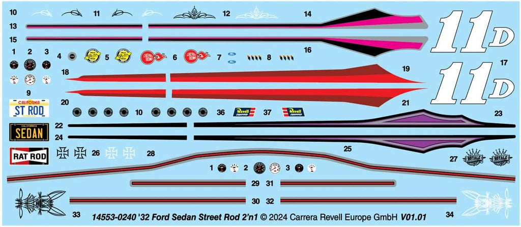 Revell 14553 '32 Ford Tudor Sedan 2'N1 1:25 Scale Model Building Kit Y14399