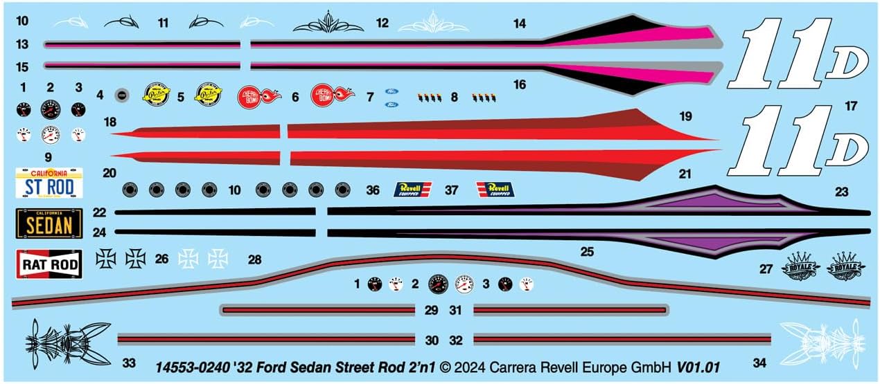 Revell 14553 '32 Ford Tudor Sedan 2'N1 1:25 Scale Model Building Kit Y14399