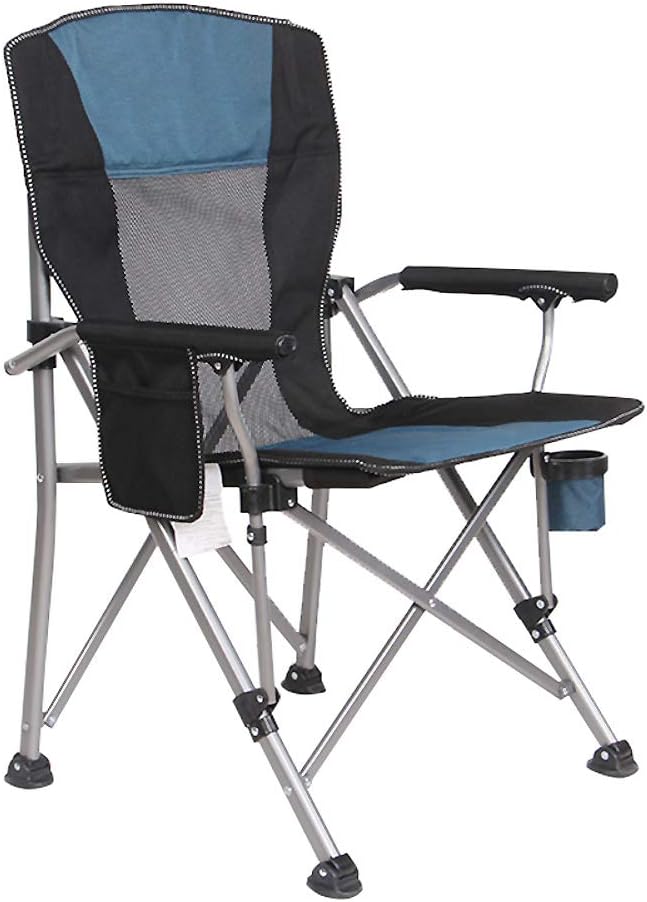 ASDFGH Heavy Duty Oversized mesh Camping Folding Chair, Portable Sports Outdoor Chairs Beach Chairs with Cup Holder and armrest for Outdoor Hiking-Blue