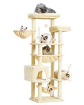 Cat Tree, Cat Tower for Large Cats with 2 Big Platforms, 2 Baskets, condo and Toys, 63" Cat Scratching Posts for Indoor Cats, Smoky Gray GCT020G