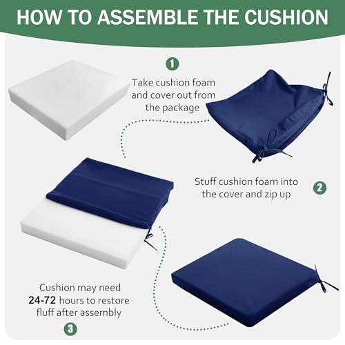 Outdoor Chair Cushions Set of 4, Waterproof Patio Seat Cushions with Ties, Black A5741