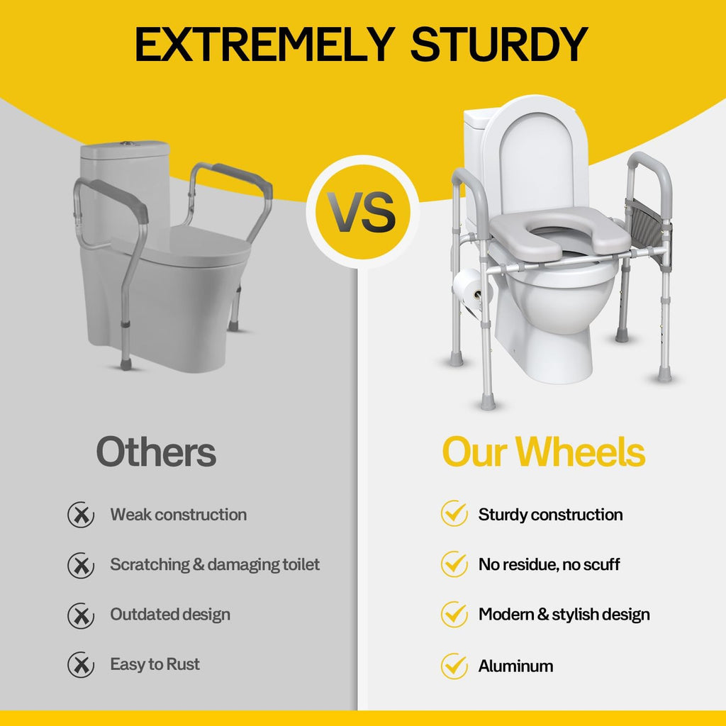 Raised Toilet Seat with Handles, Adjustable for Seniors, 350lb Capacity I9161