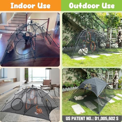 X-Large Catio Outdoor Cat Enclosure and Cat Tower Tent, 3-Tier Portable Foldable, Two Doors Z502328