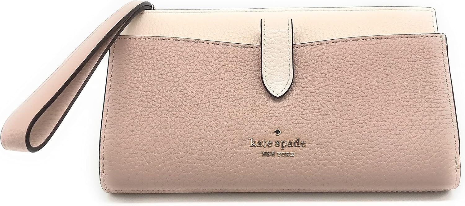Kate Spade New York Leila Medium Pebbled Leather Phone Wallet Wristlet (Warm Beige)