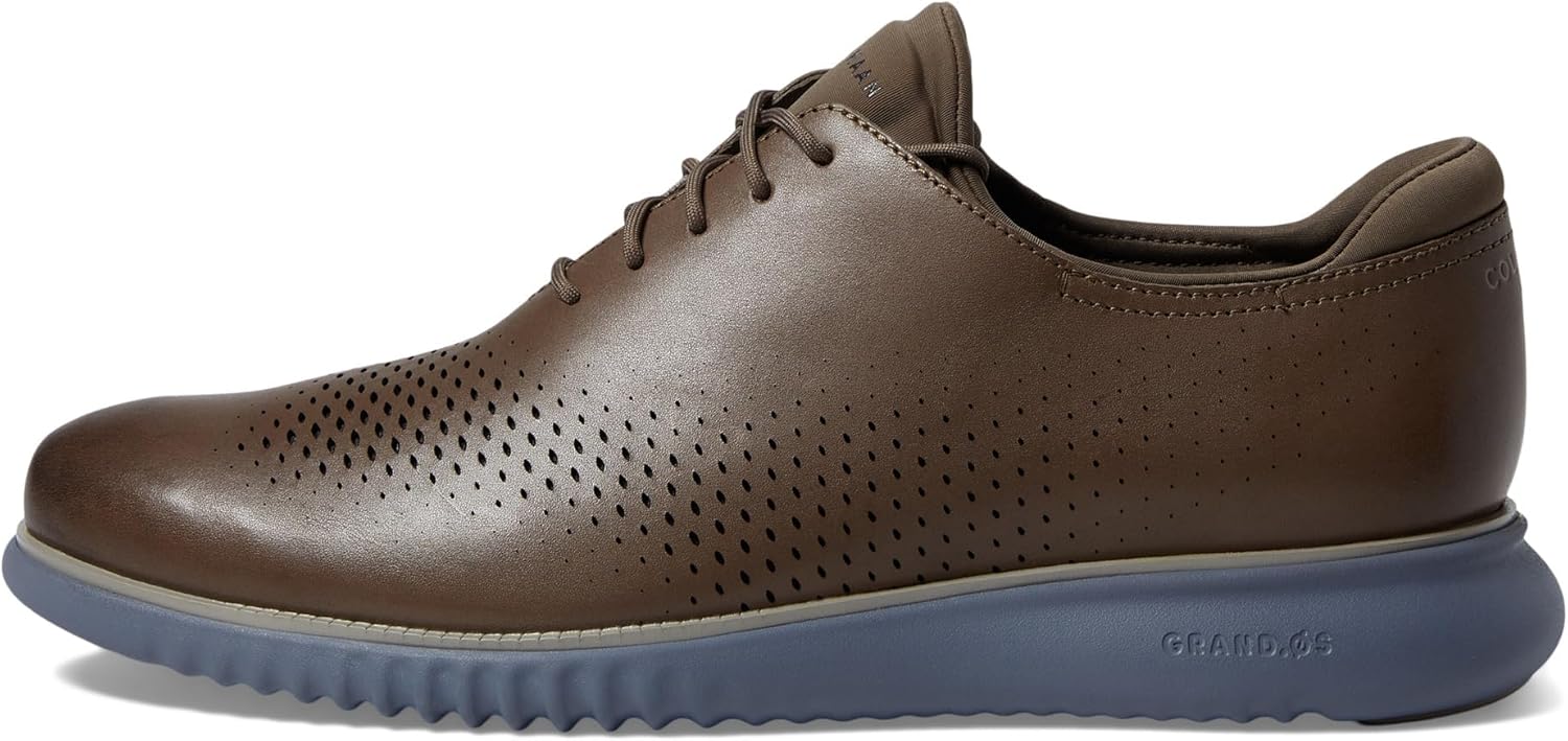 Cole Haan Men's 2.Zerogrand Laser Wing Tip Oxford Loafer, Morel/Folkstone Gray A564