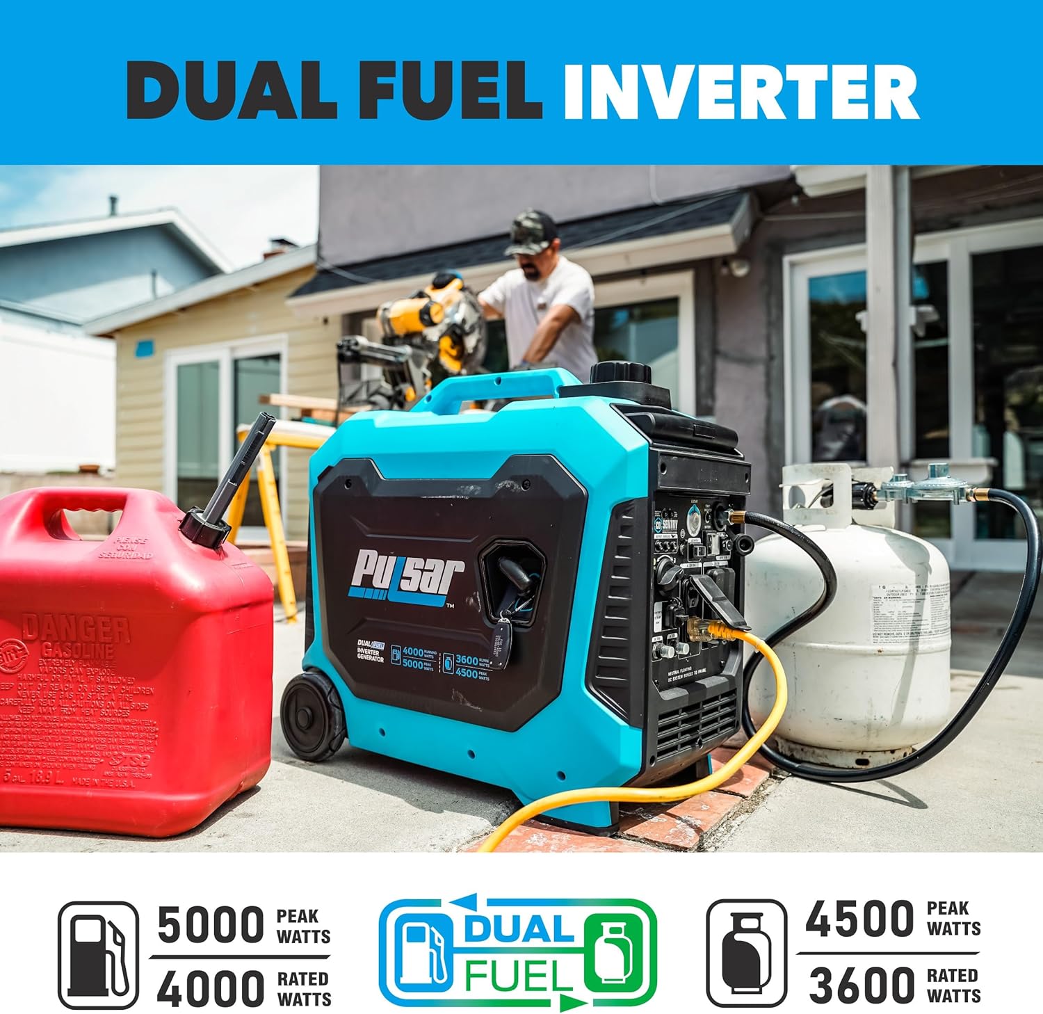 Pulsar PG5000BiSRCO Dual Fuel 30A RV Ready Portable Inverter Generator with Remote Start N60814