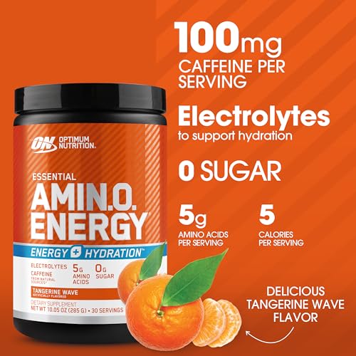 Optimum Nutrition Amino Energy Powder Plus Hydration, Tangerine Wave, 30 Servings Q75781