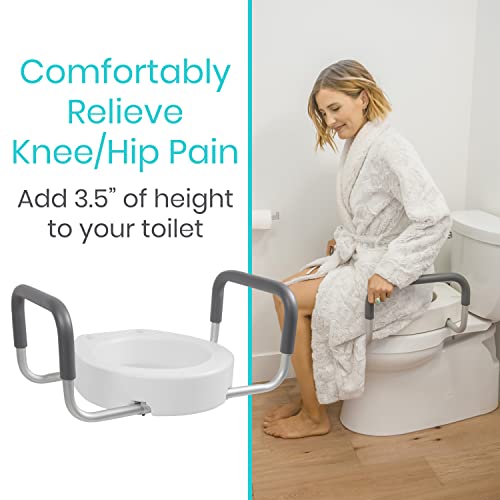 Vive Toilet Seat Risers for Seniors with Handles, White Z937399