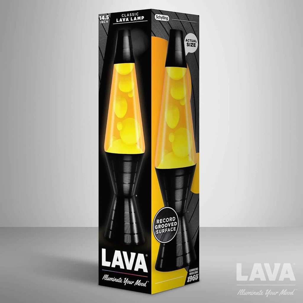 Lava® Lamp 14.5" with Vinyl Record Base, Yellow Wax and Orange Liquid A5208