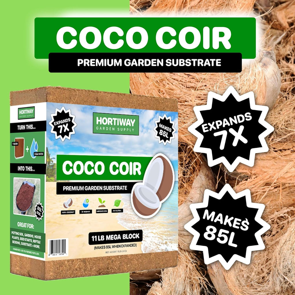 11lbs Premium Coco Coir Brick - Organic Coconut Coir for Plants, Low EC & pH Balanced J58082