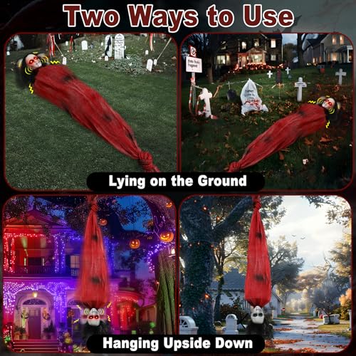 Halloween Animatronics Zombie Groundbreaker with Sound Activated & Glowing Eye, 2.6 Ft Outdoor Decor K4206