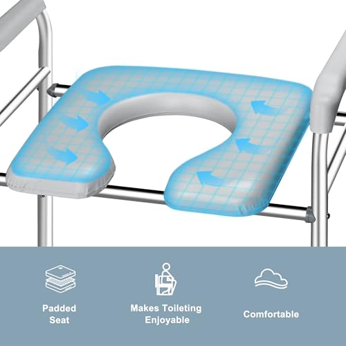 Raised Toilet Seat with Handles, Heavy Duty, Height Adjustable, White R8807