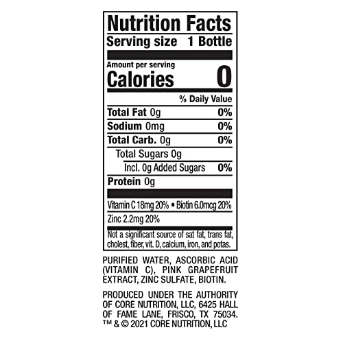 CORE Hydration+ Vibrance Pink Grapefruit Nutrient Enhanced Water, Vitamin C, Biotin & Zinc, 23.9 Fl Oz (Pack of 12) O94882