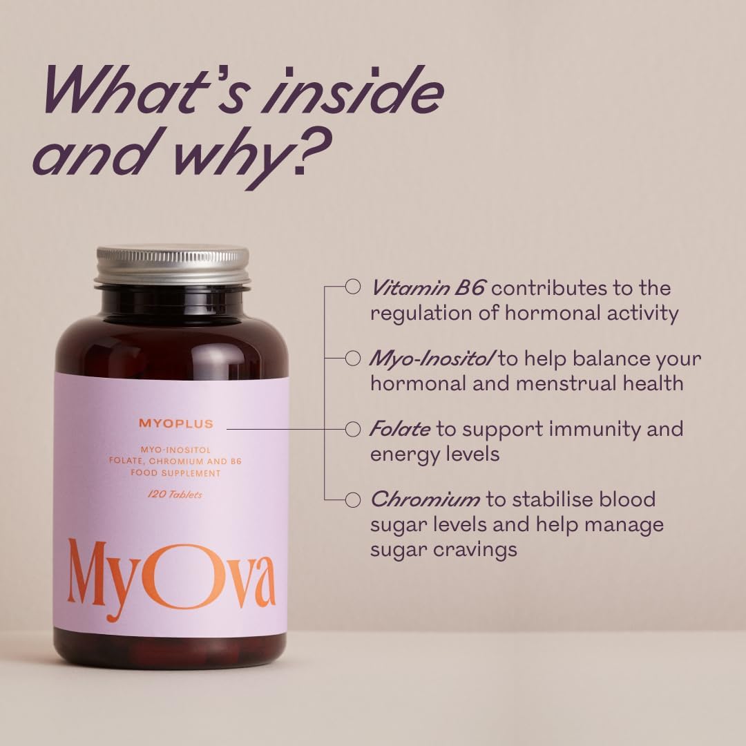 Myoplus PCOS Supplement - 4000mg Myo Inositol, 200ug Folate & 100ug Chromium - 120 Vegan Tablets P1985