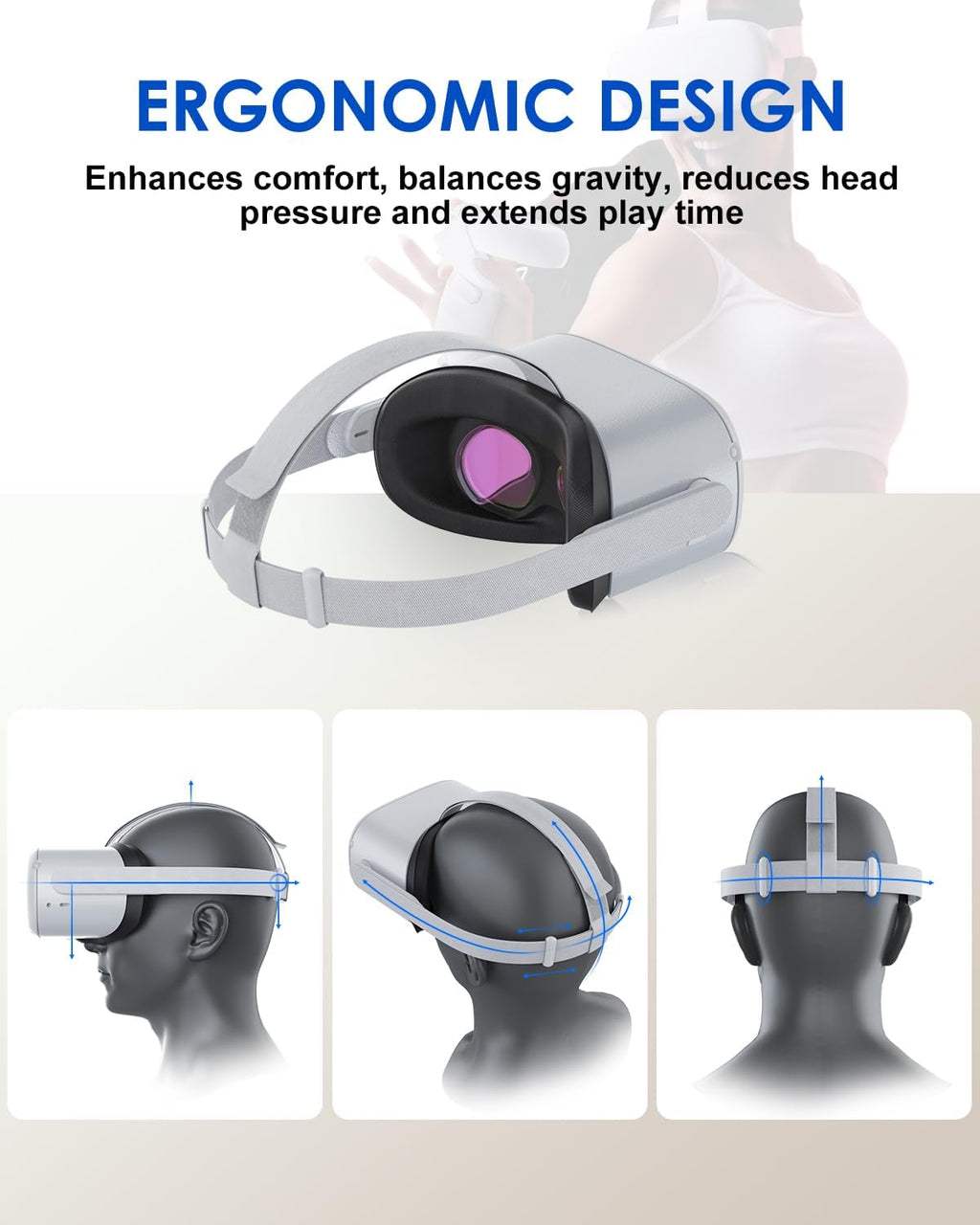 Head Strap for Oculus Quest 2 with 2 Thumb Grip Caps T411