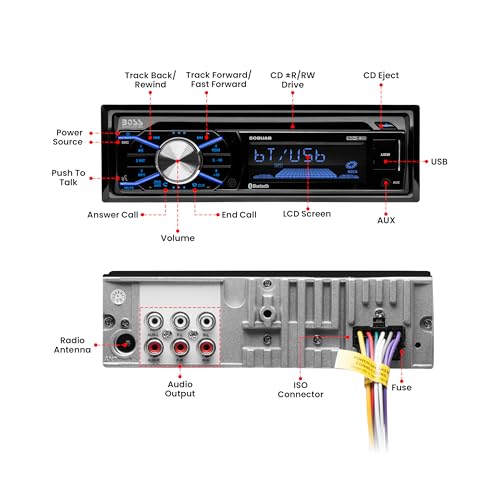 BOSS Audio Systems 656BCK Car Stereo Package - Single Din, Bluetooth, CD MP3 USB AM FM Radio, 6.5 Inch Speakers F17448