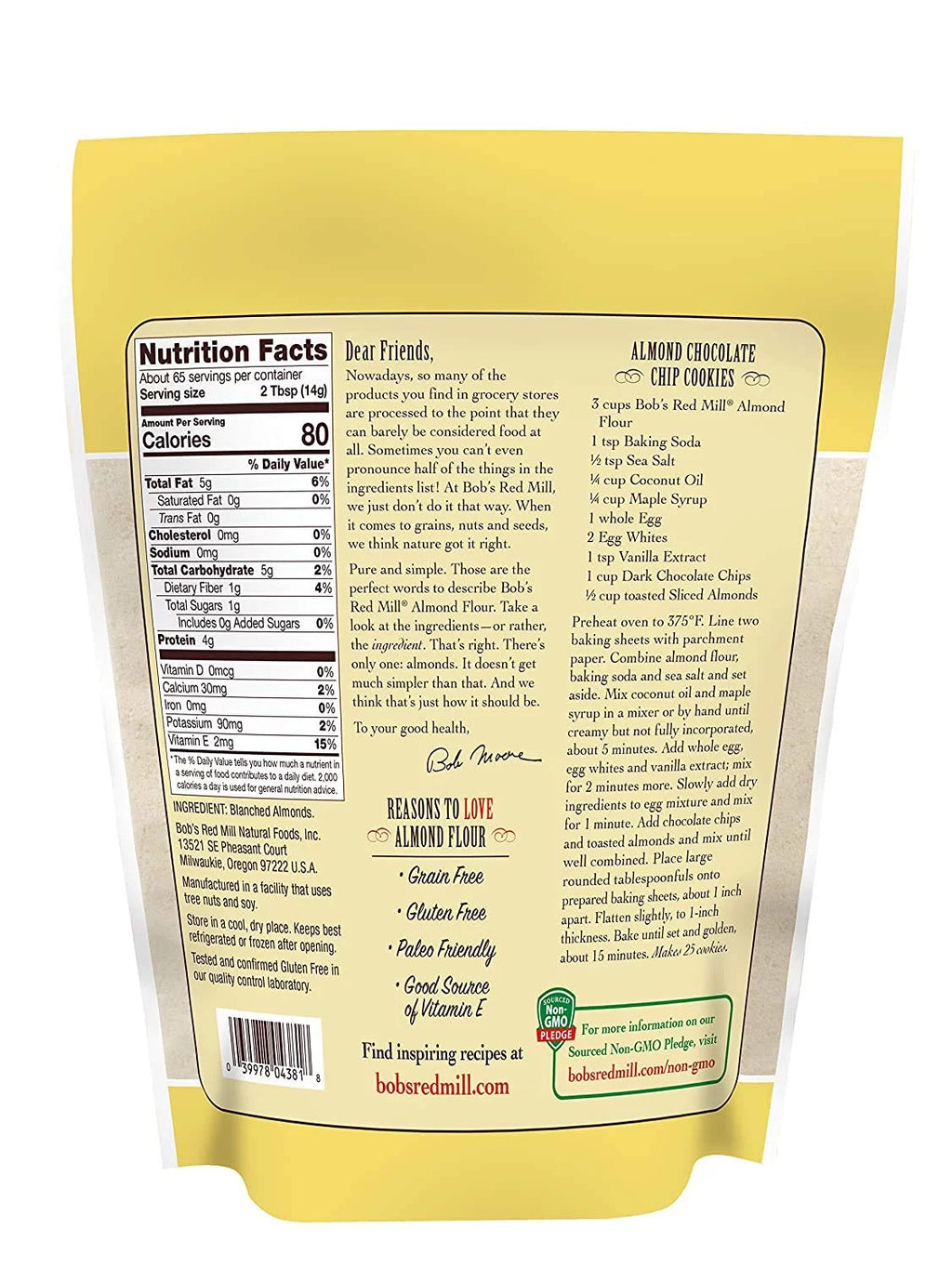 BOB'S RED MILL Blanched Almond Flour, 32 oz (Pack of 4) P36010
