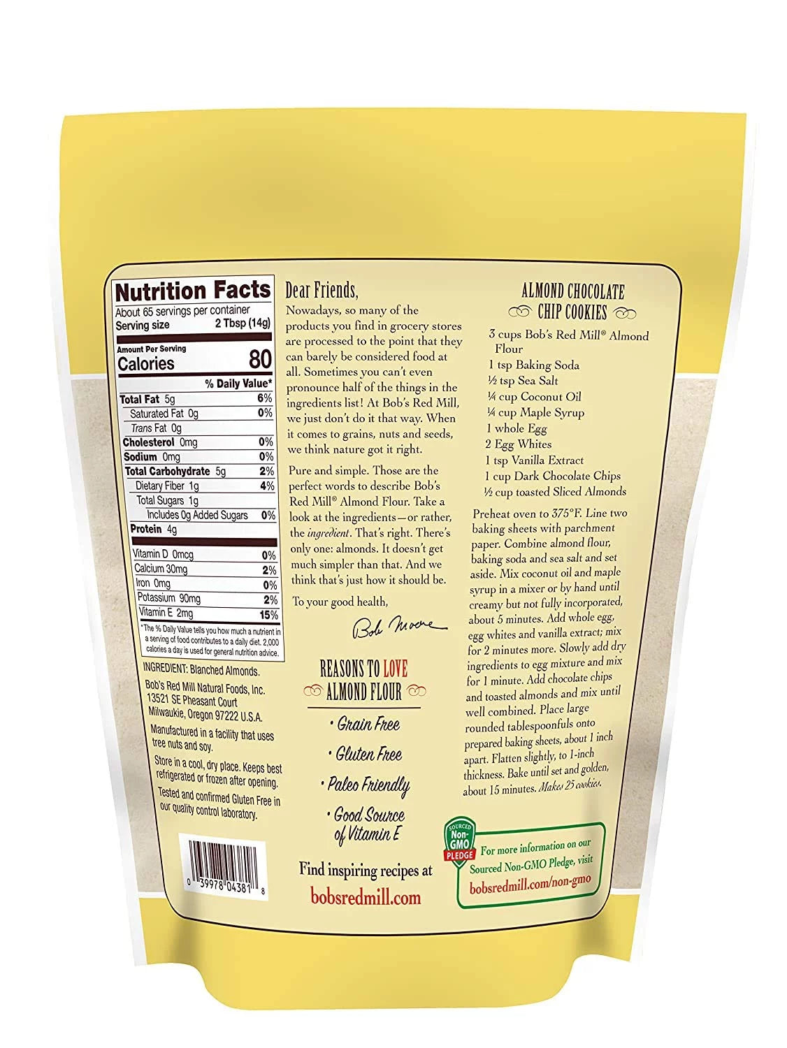 BOB'S RED MILL Blanched Almond Flour, 32 oz (Pack of 4) P36010
