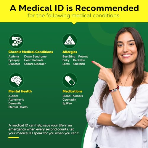 Medical Alert ID Bracelet with QR Code - Nylon Waterproof Wristband for Men Women R5076