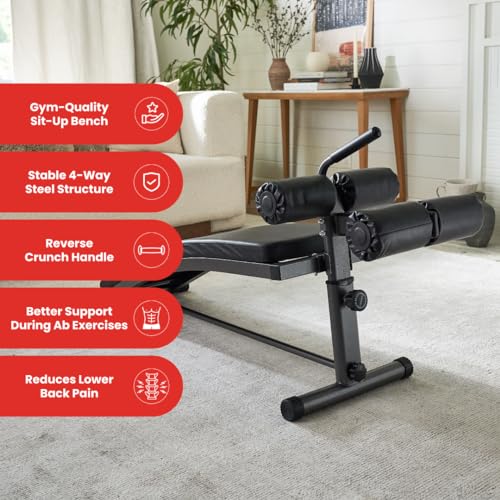 Finer Form Sit Up Bench with Reverse Crunch Handle for Home Gym Z323