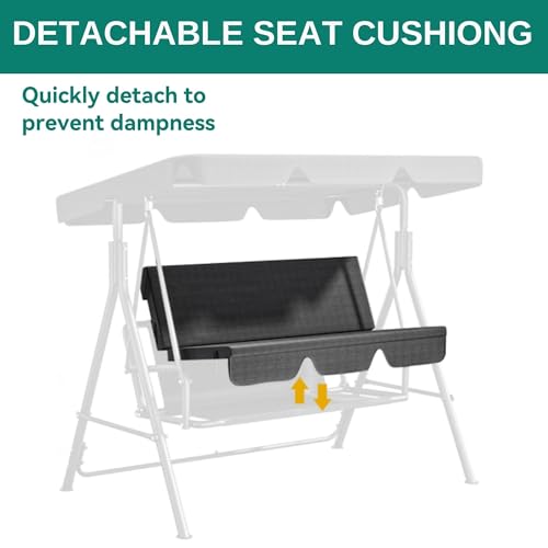 YITAHOME Outdoor Patio Swing Chair 3 Person with Adjustable Canopy, Black P266