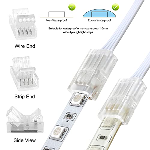 RGBZONE 4 Pin 10mm LED Strip Connector Kit with Extension Wire Z746880