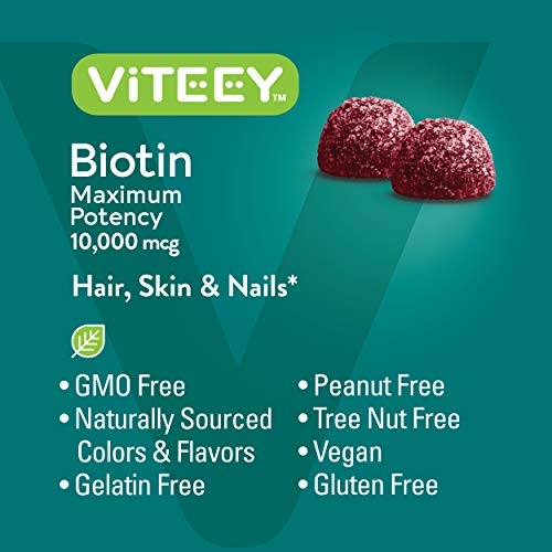 Biotin Gummies for Hair, Skin, and Nails 10,000mcg - Vegan, Raspberry Flavor E477501
