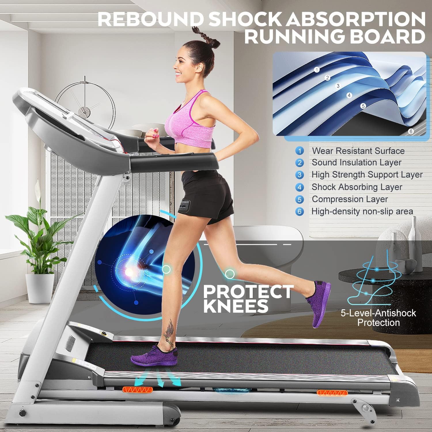 ANCHEER Treadmill, 3.0 HP with Incline for Home, 300LBS Capacity P583172