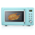 0.7 Cu.ft Compact Microwave Oven, Digital Timing & Child Lock, Small Microwave w/Glass Turntable & 6 Preset Buttons, Delayed Start Function, 700W Mini Microwave w/5 Micro Power (Golden)