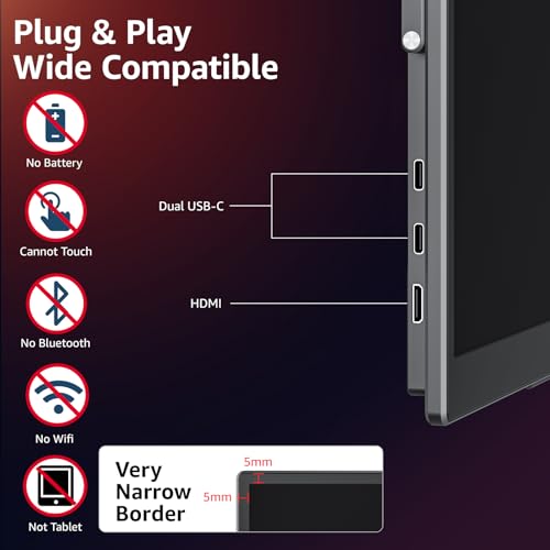 Portable Gaming Monitor 18.5" 1080P 100Hz USB-C HDMI for Laptop Xbox PS5 Switch X13368