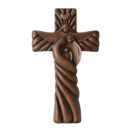 BGCOPPER Crucifix Wall Cross Handmade Wooden with Hook, Christian Wall Art, 14 Inch L40287