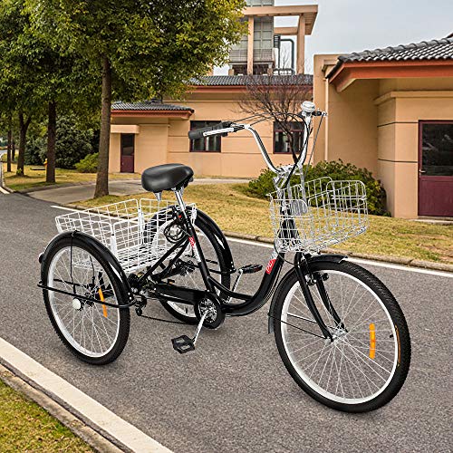 PEXMOR Adult Tricycle 26 Inch 7 Speed 3 Wheel Bike for Adults Q25739