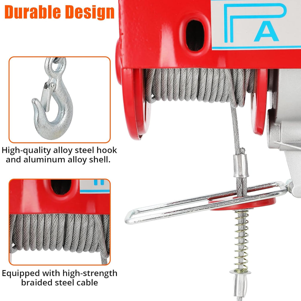 TROPOW Electric Hoist 1760lbs 39FT Single Cable, Steel Wire Winch X8099
