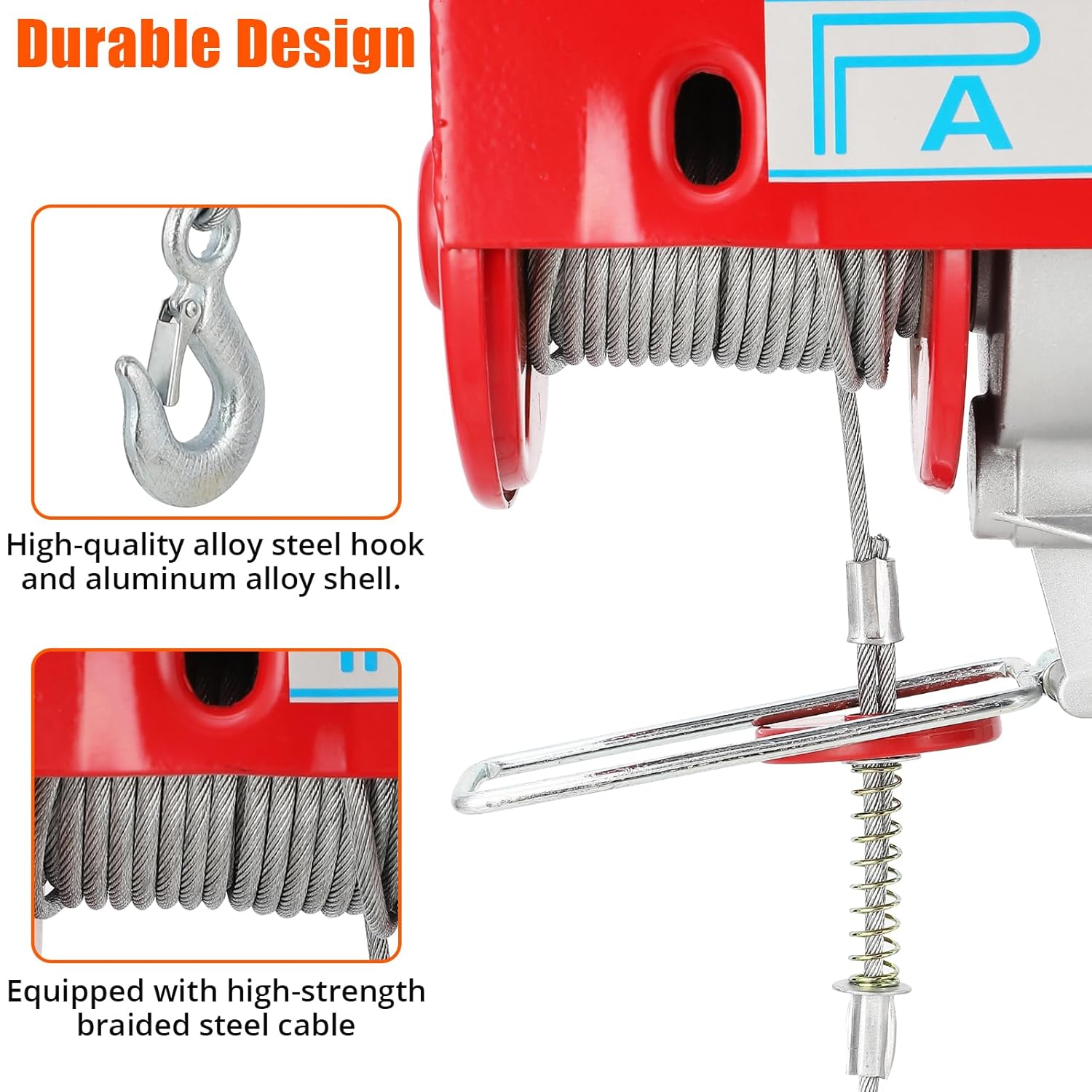 TROPOW Electric Hoist 1760lbs 39FT Single Cable, Steel Wire Winch X8099