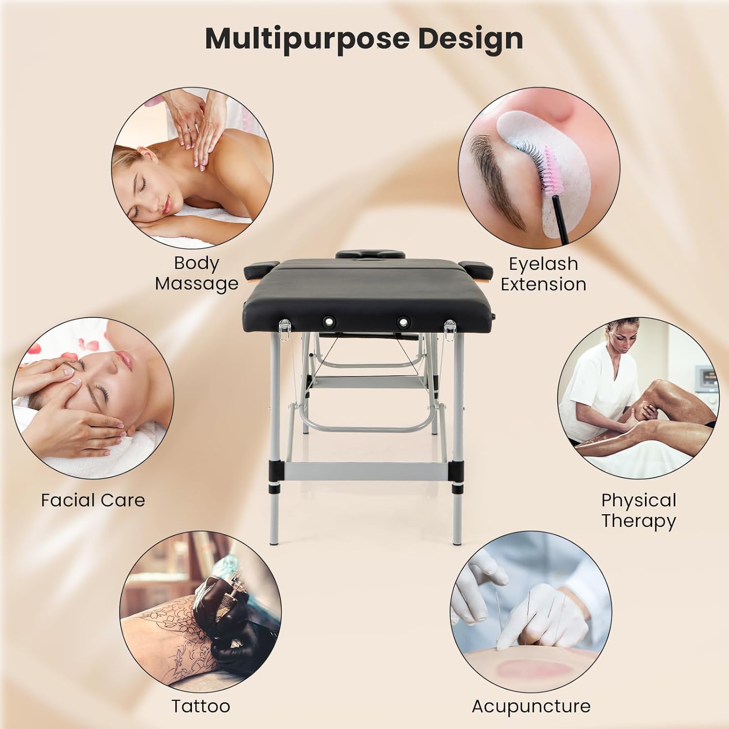 Giantex Portable Massage Table with Carrying Bag, Black Z37167