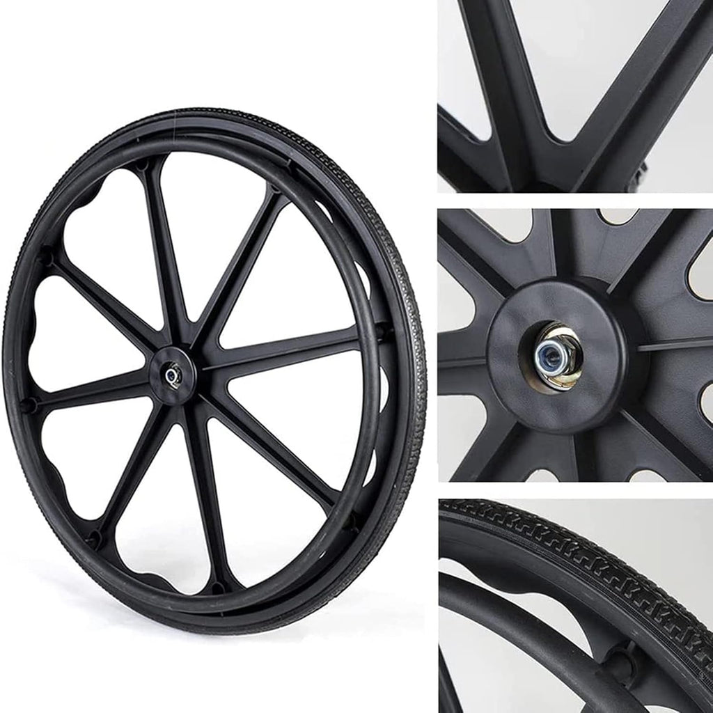 24 Inch Wheelchair Replacement Wheel, Solid Black Tire A247
