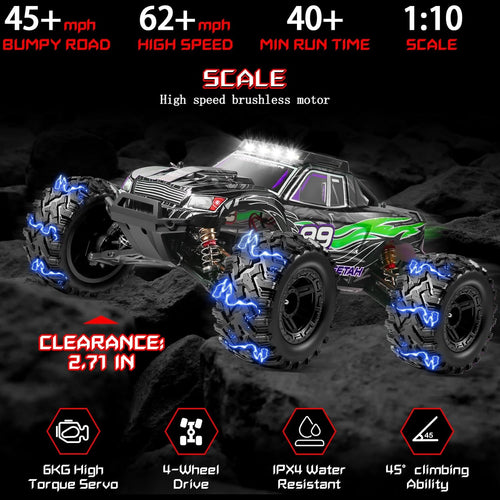 100KMH(High Speed) 1:10 Large Hobby rc Cars, Brushless Remote Control Car for Adults,4x4 high Speed Rc Cars, All Terrain rc Trucks, 4WD Off Road Fast RC Car