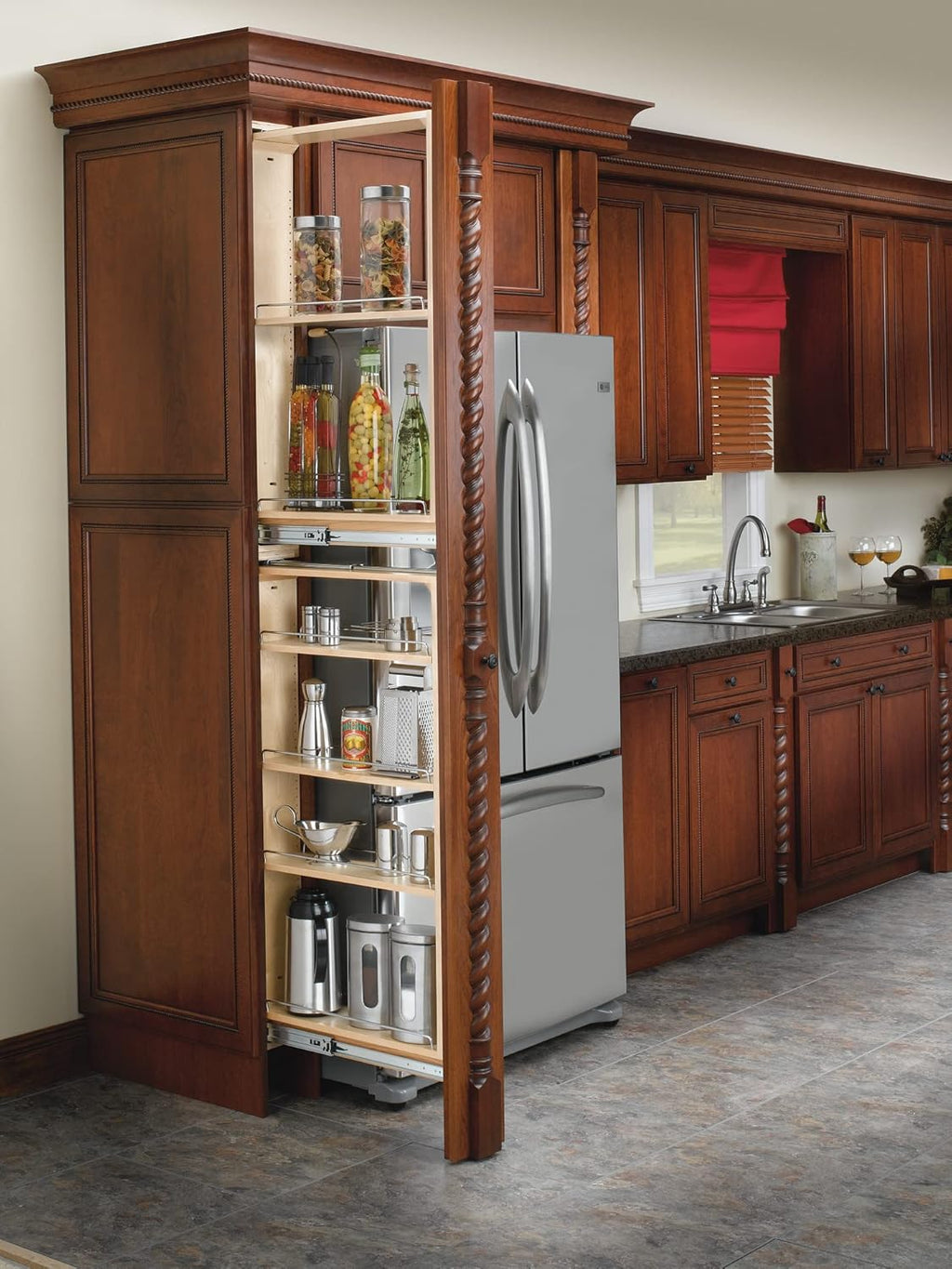 Rev-A-Shelf Wood Tall Filler Pull Out Organizer for Kitchen Y5014
