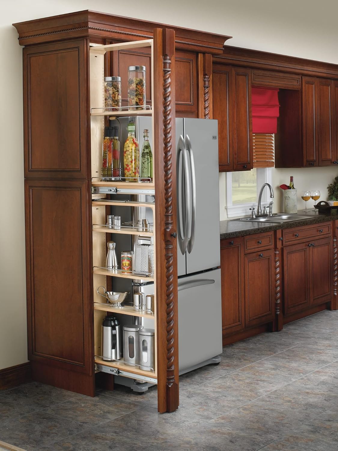 Rev-A-Shelf Wood Tall Filler Pull Out Organizer for Kitchen Y5014