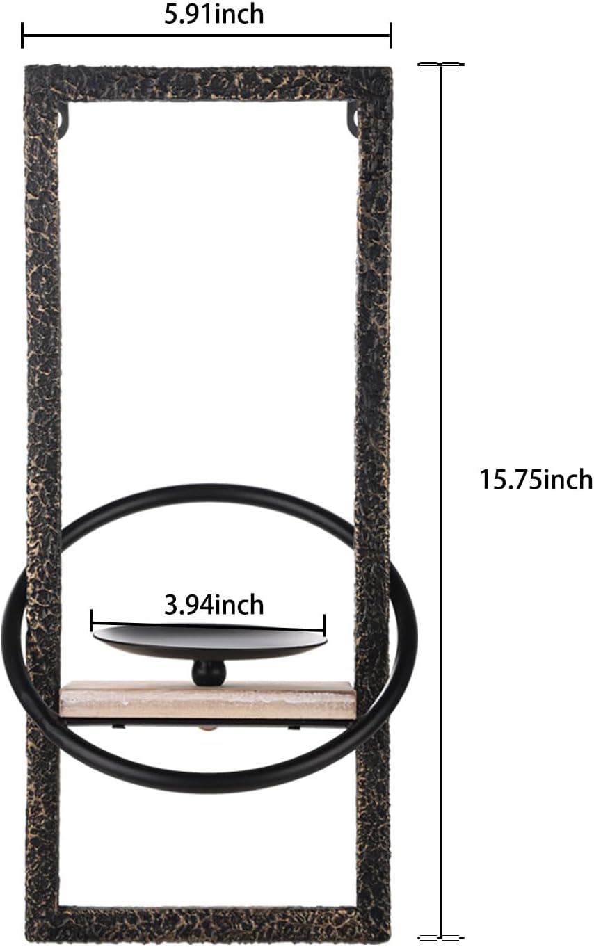 GAKA Wall Sconce Candle Holder Set of 2, Black Metal V2268